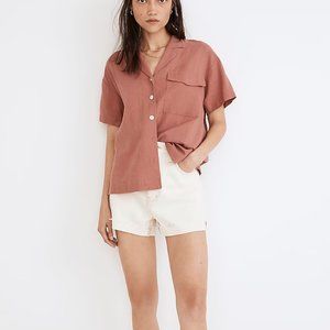 Madewell Linen-Blend Camp Shirt, Vintage Quartz, XL, NWT